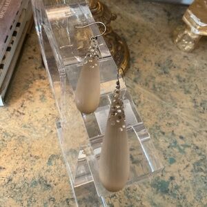 Alexis Bittar vintage teardrop lucite earrings with crystal accents